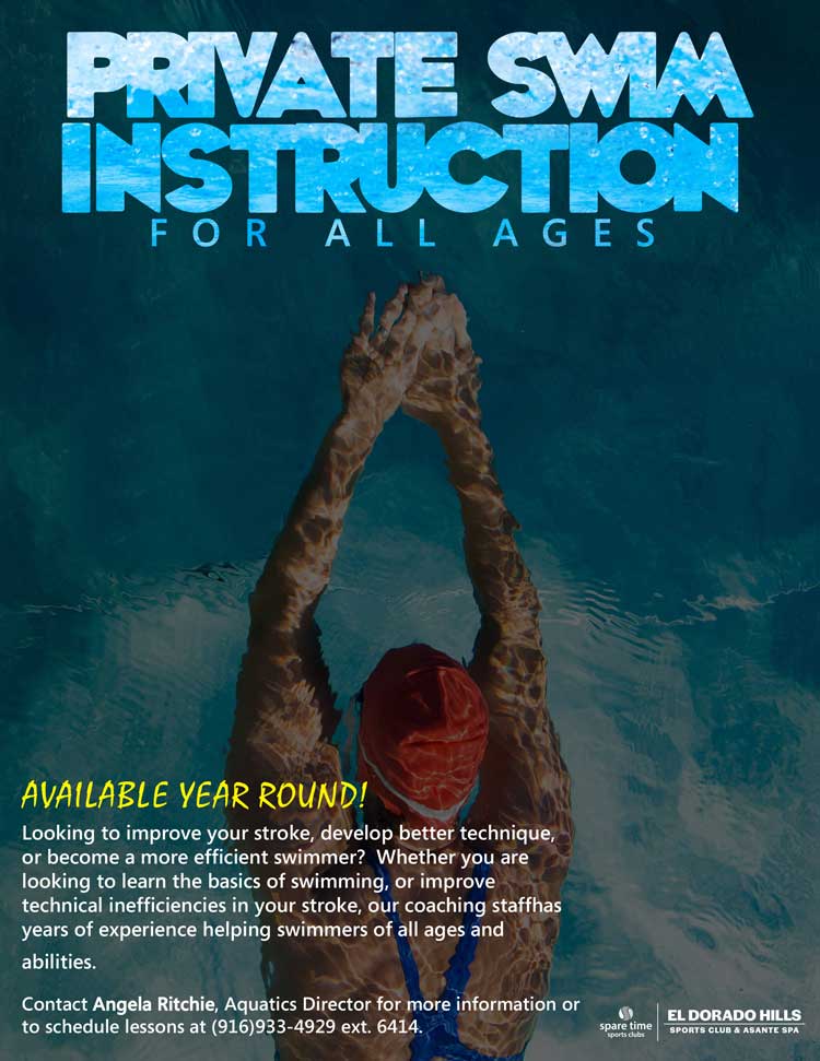 Private Swim Instruction for all ages promotional text banner