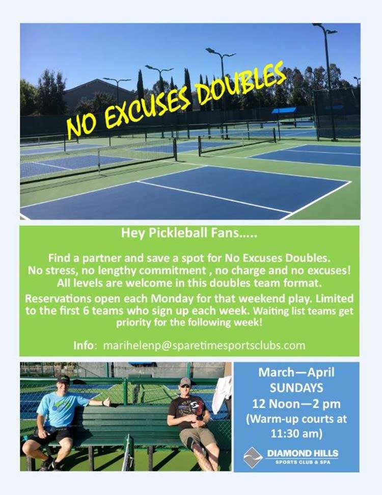 Pickleball Doubles text banner with Pickleball Ground