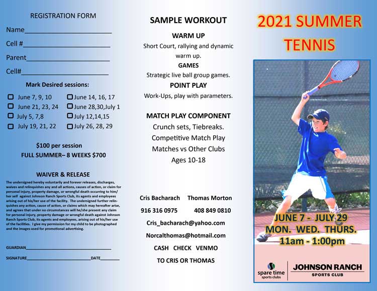 2021 SUMMER JUNIOR TENNIS PROGRAM