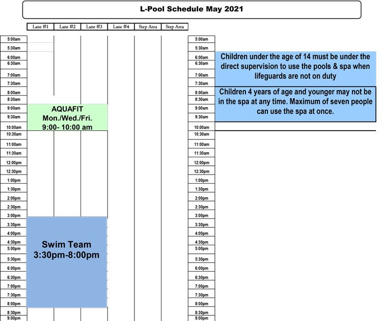 L-Pool Schedule Chart