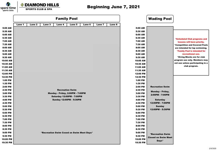 Pool Schedule