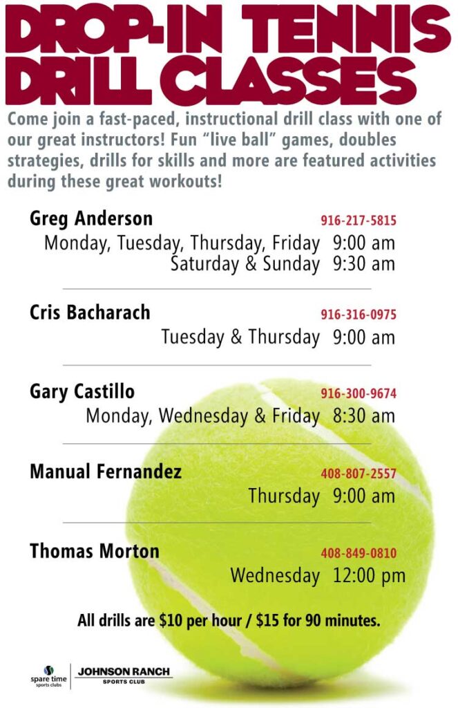 Drop-in Tennis Drill Classes Text Banner