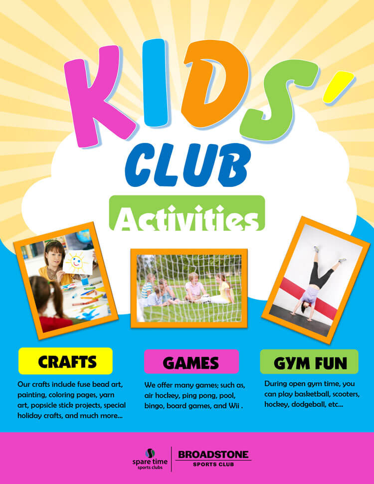 kids club activities flyer