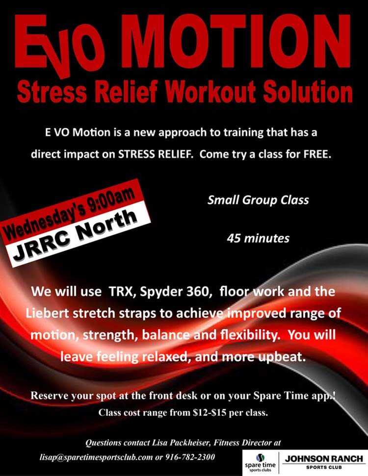 evo motion stress relief workout flyer