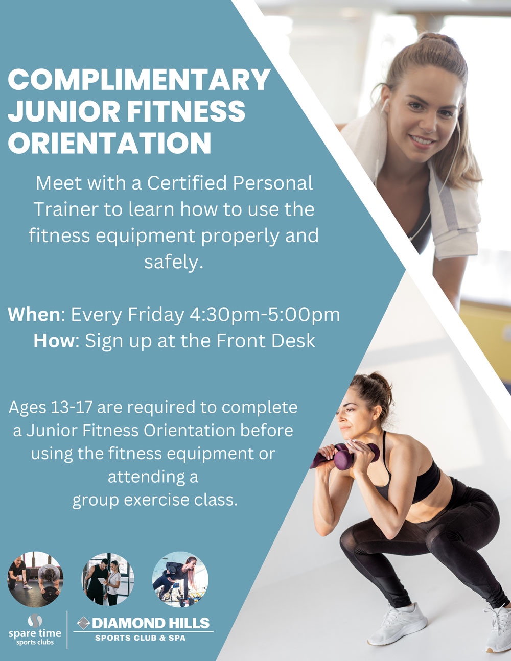 Complimentary junior fitness orientation